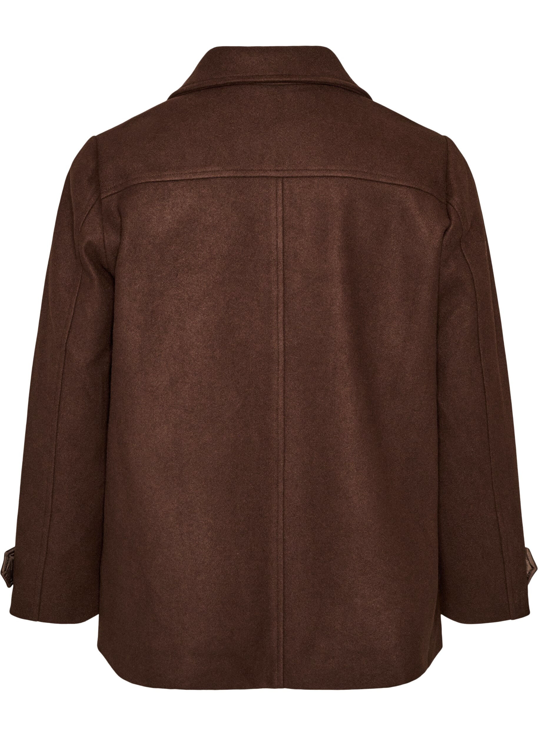 ZizziKort frakke med dobbeltradet knaplukning, Brun, Packshot image number 1
