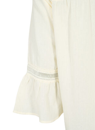 Tunika i økologisk bomuld med feminine detaljer, Antique White, Packshot image number 3