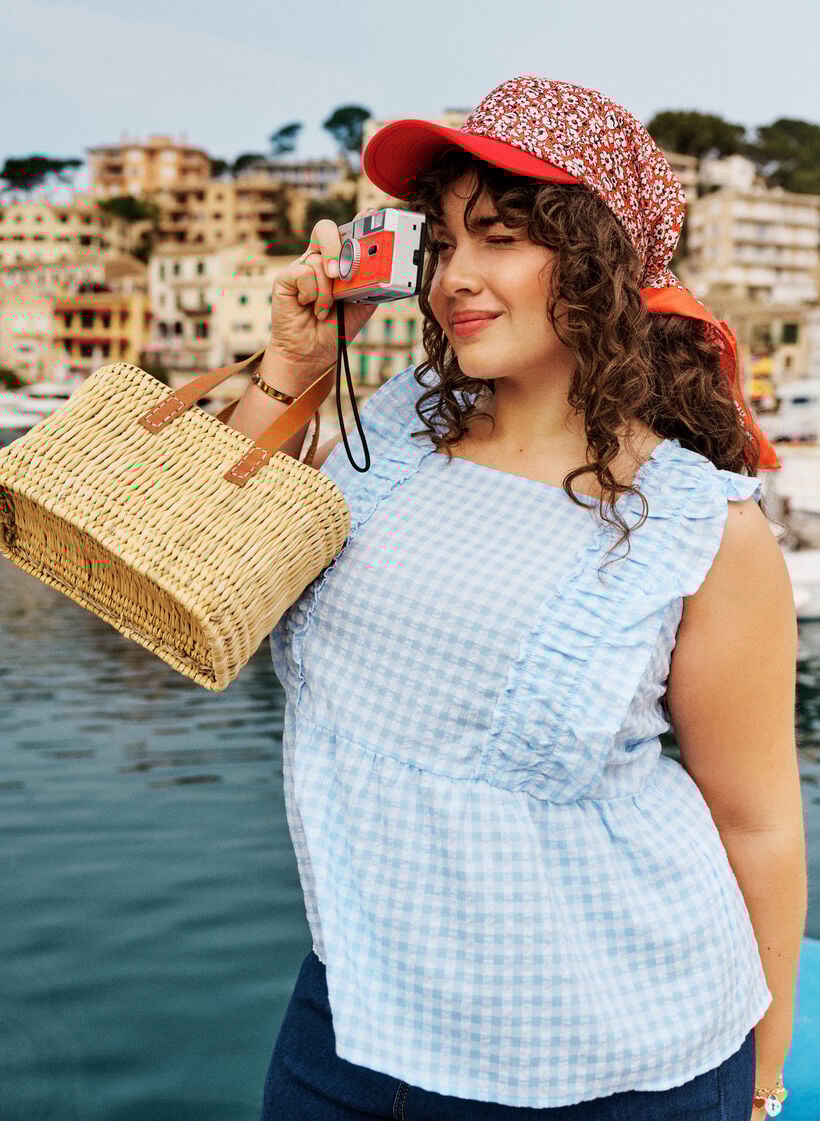 Top med tern og fl&aelig;sedetaljer, Bl&aring;, Image image number 0