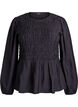 Bluse med smock og lange &aelig;rmer, Sort, Packshot image number 0