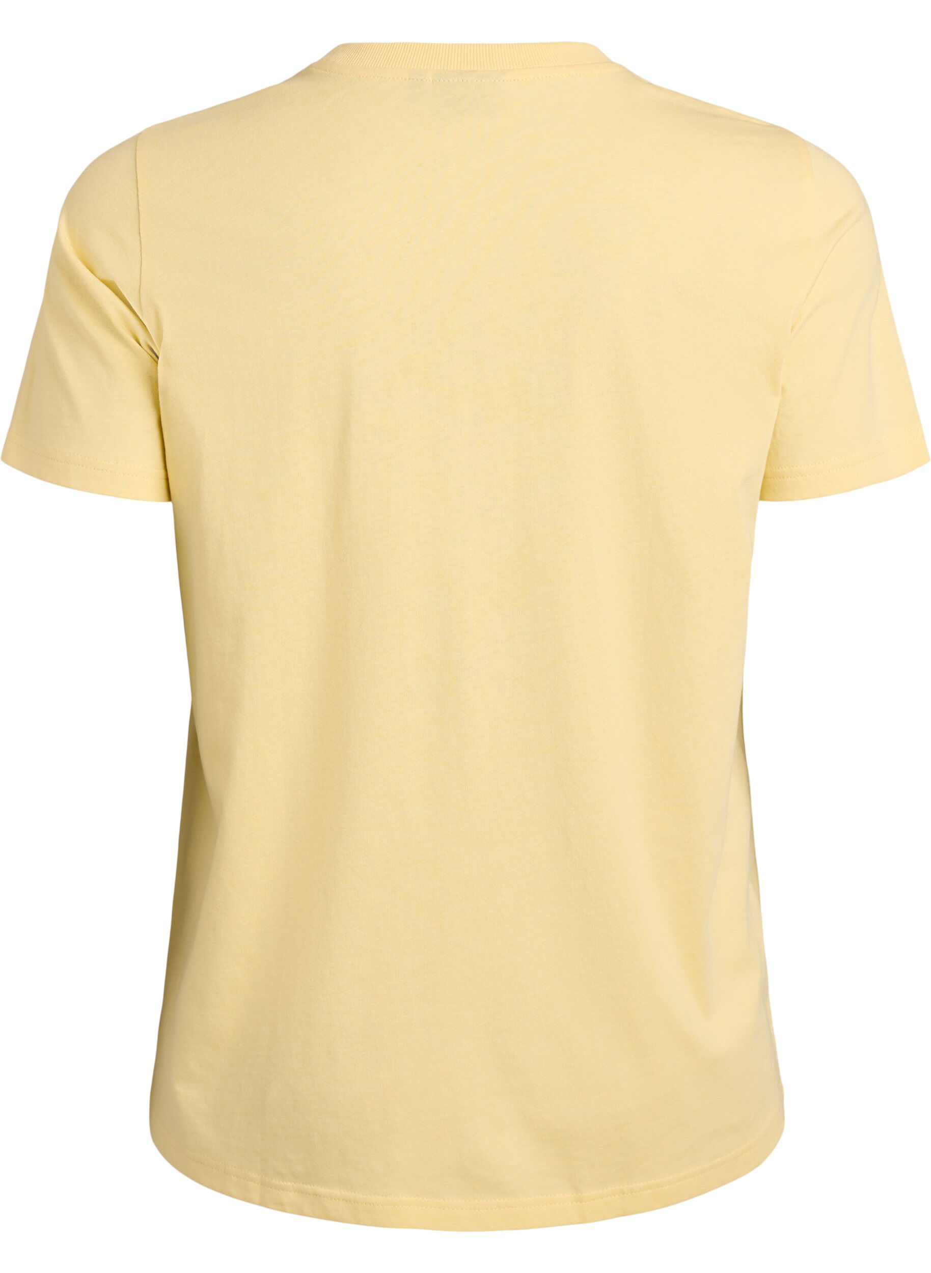 ZizziBasis t-shirt i bomuld med rund hals, Gul, Packshot image number 1