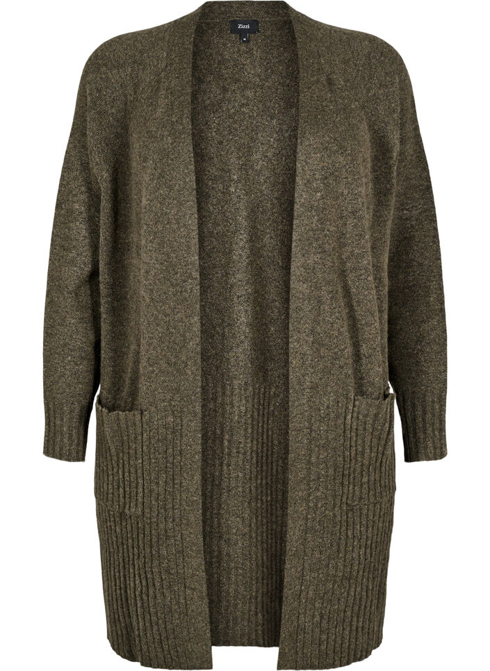 Lang cardigan med lommer, Sea Turtle Mel., Packshot image number 0