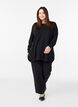 Strikbluse med knapper i siden, Sort, Model image number 1
