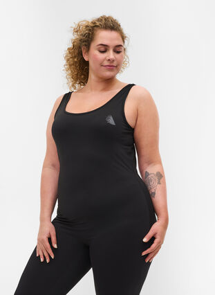 Tætsiddende trænings jumpsuit, Black, Model image number 2