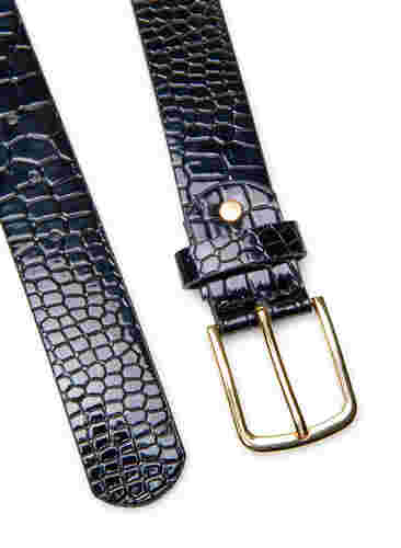 Struktureret bælte i imiteret læder, Black, Packshot image number 2
