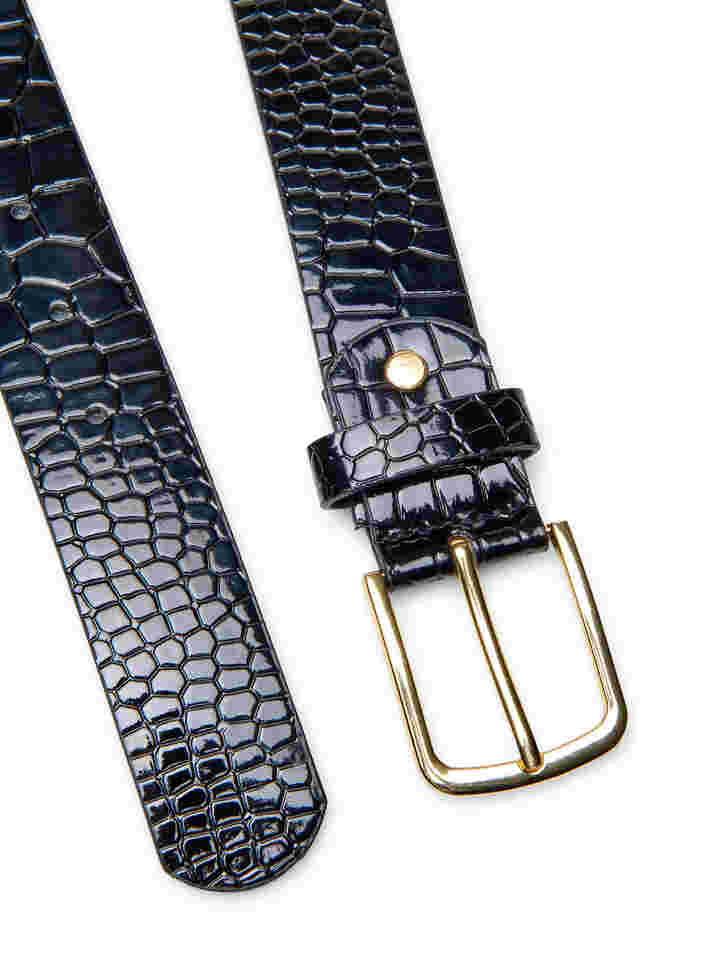 Struktureret bælte i imiteret læder, Black, Packshot image number 2