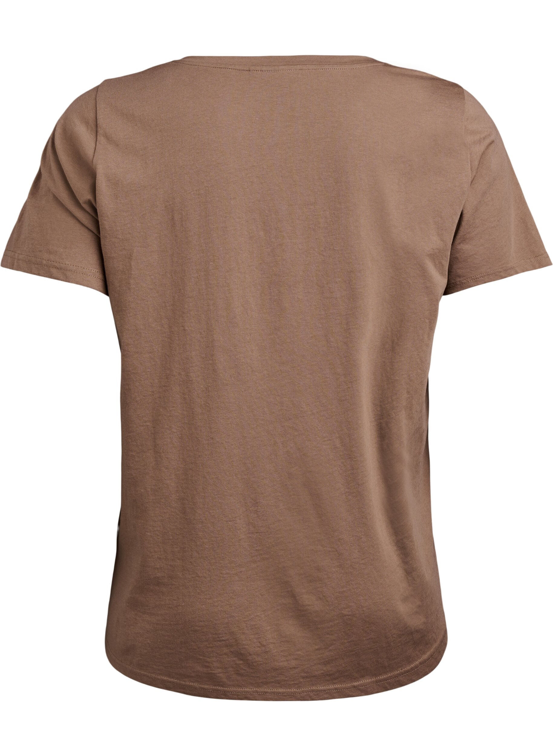 Zizzi T-shirt med v-hals, Brun, Packshot image number 1