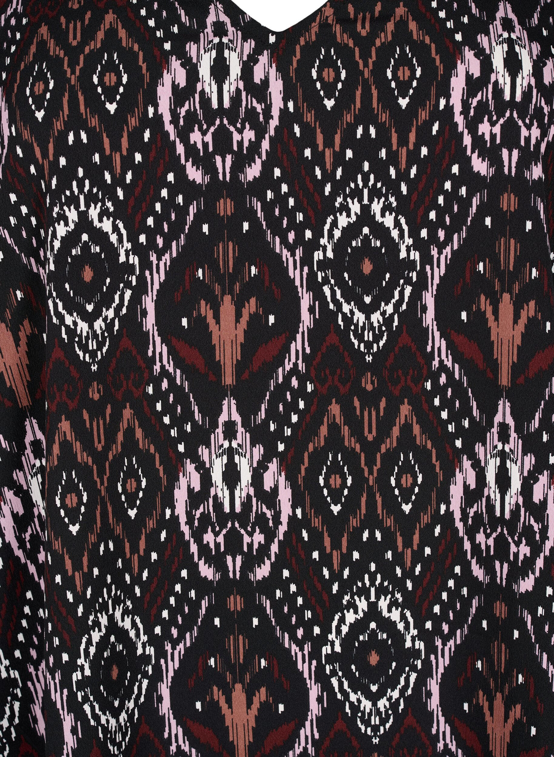 Zizzi FLASH - Kjole med v-hals og print, Black Rose Ethnic, Packshot image number 2