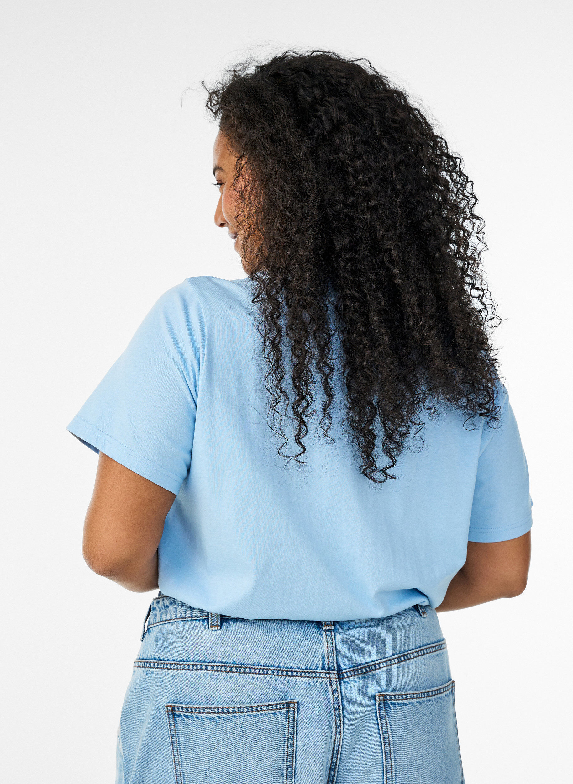 ZizziT-shirt i bomuld med print, Bl&aring;, Model image number 2