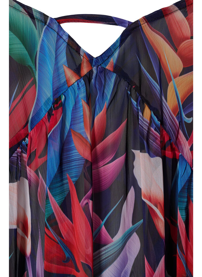 Blomsterprintet strandkjole med stropper, Bright Leaf, Packshot image number 2