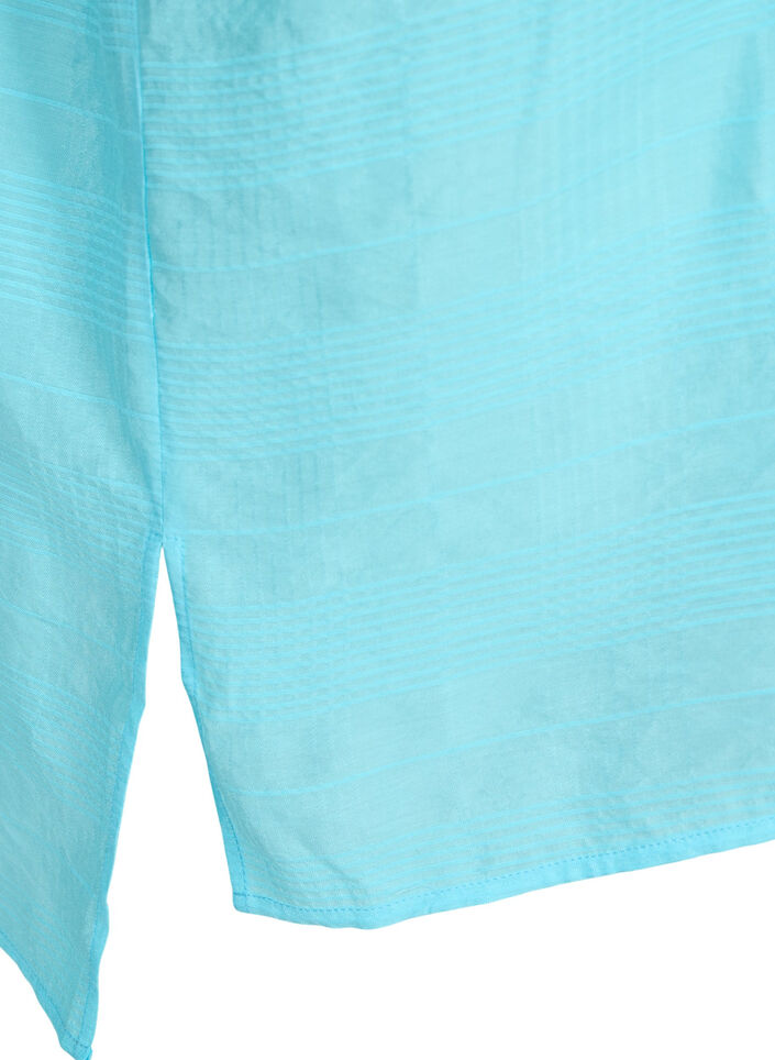 Lang skjorte i viskose med struktur, Blå, Packshot image number 3