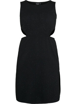 Ærmeløs kjole med udskåret parti, Black, Packshot image number 0