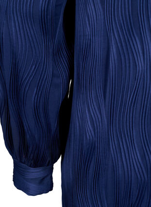 Langærmet kjole med strukturmønster, Maritime Blue, Packshot image number 3