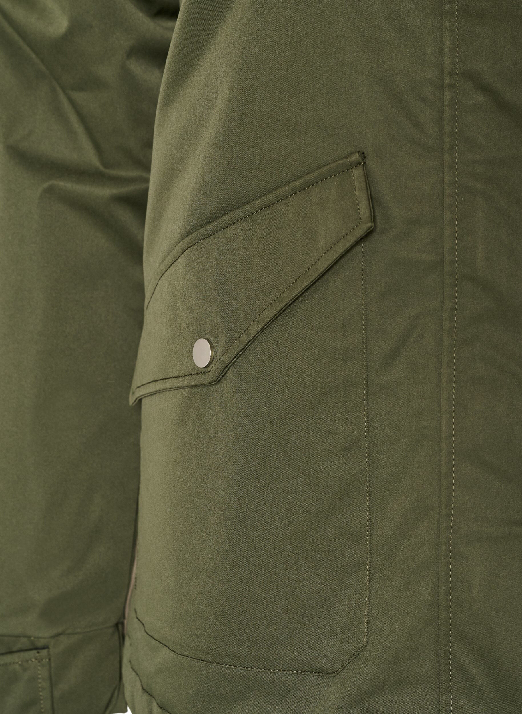ZizziVatteret parka med aftagelig h&aelig;tte, Gr&oslash;n, Packshot image number 3