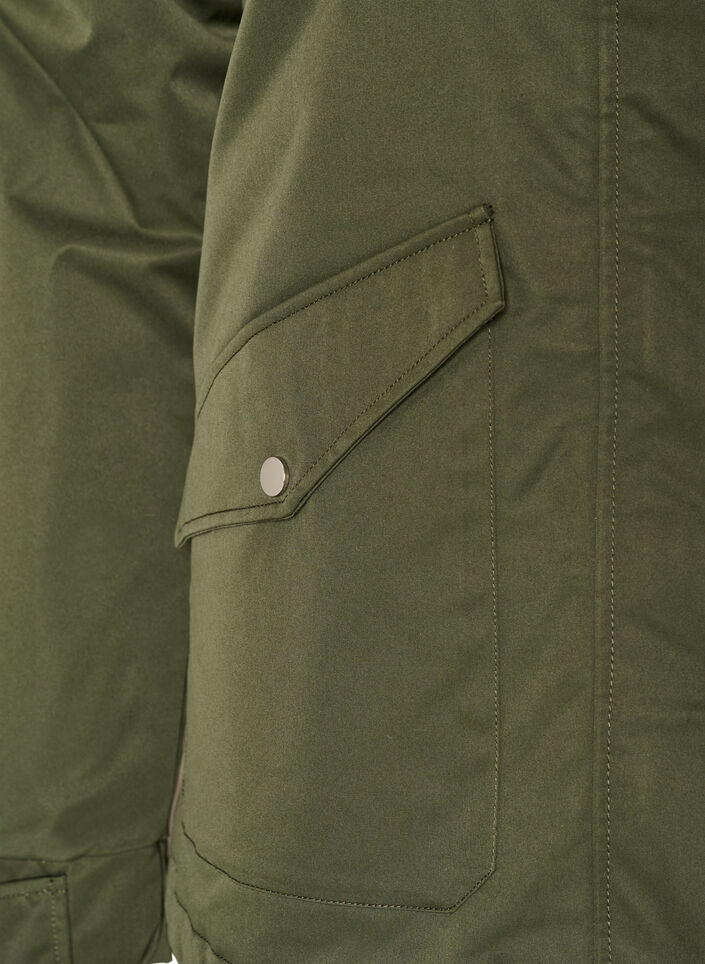 Vatteret parka med aftagelig h&aelig;tte, Gr&oslash;n, Packshot image number 3