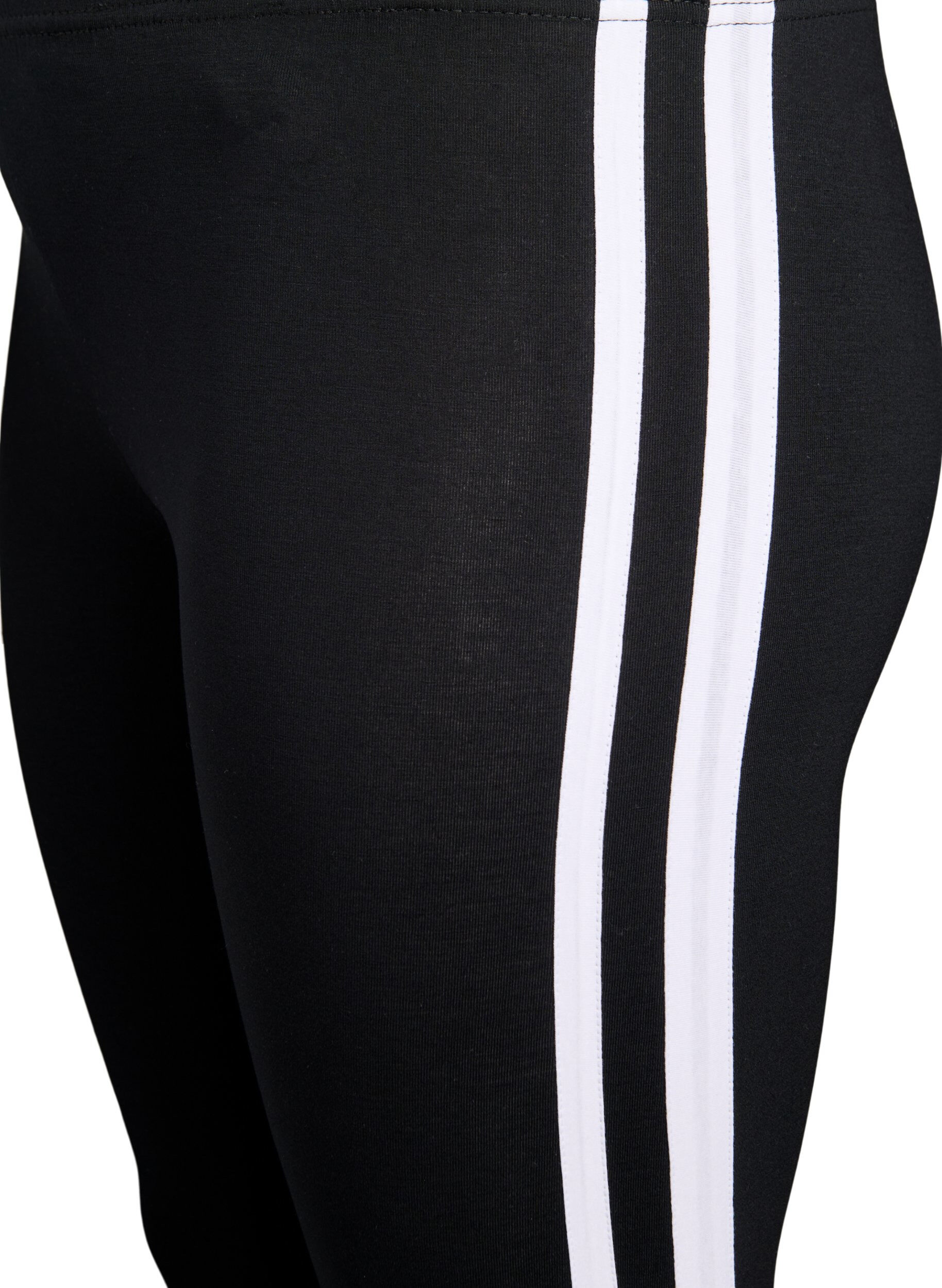 Zizzi Viskose leggings med striber i siderne, Black W. Stripe, Packshot image number 2