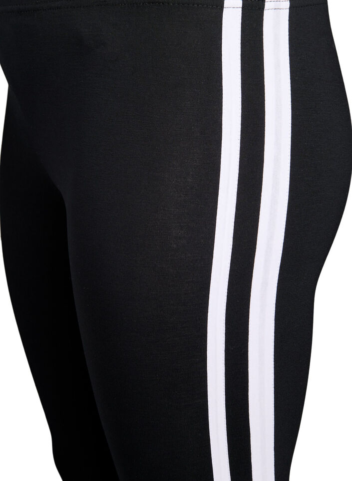 Viskose leggings med striber i siderne, Black W. Stripe, Packshot image number 2