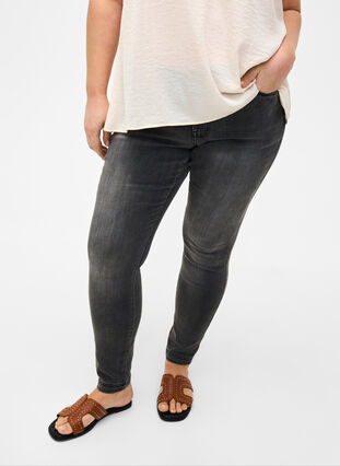 Viona jeans med regulær talje, Dark Grey Denim, Model image number 2