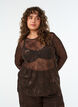 Meshbluse med blomster og pailletter, Brun, Model image number 0