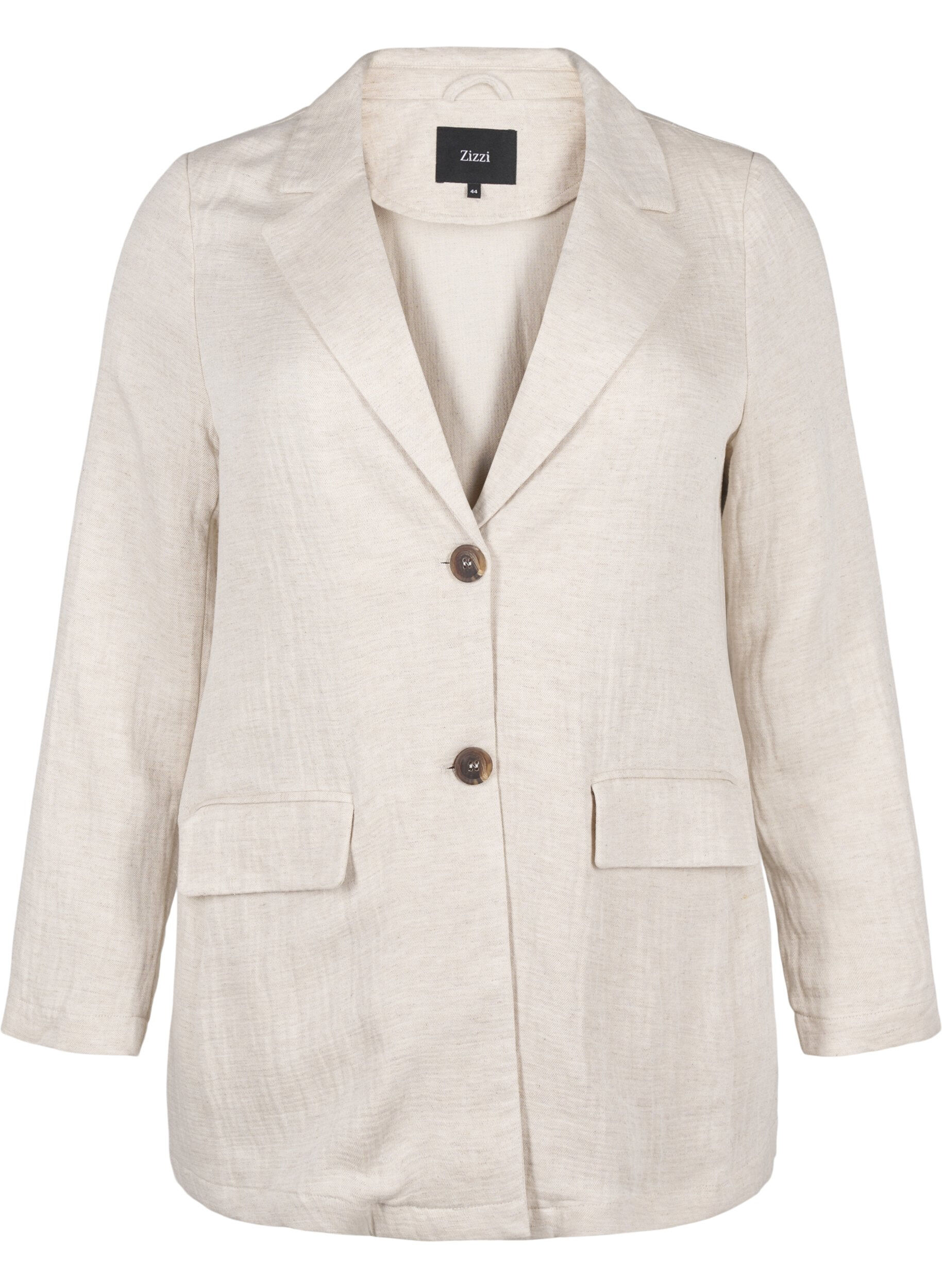 Zizzi Blazer i materialemix med h&oslash;r, Rainy Day, Packshot image number 0