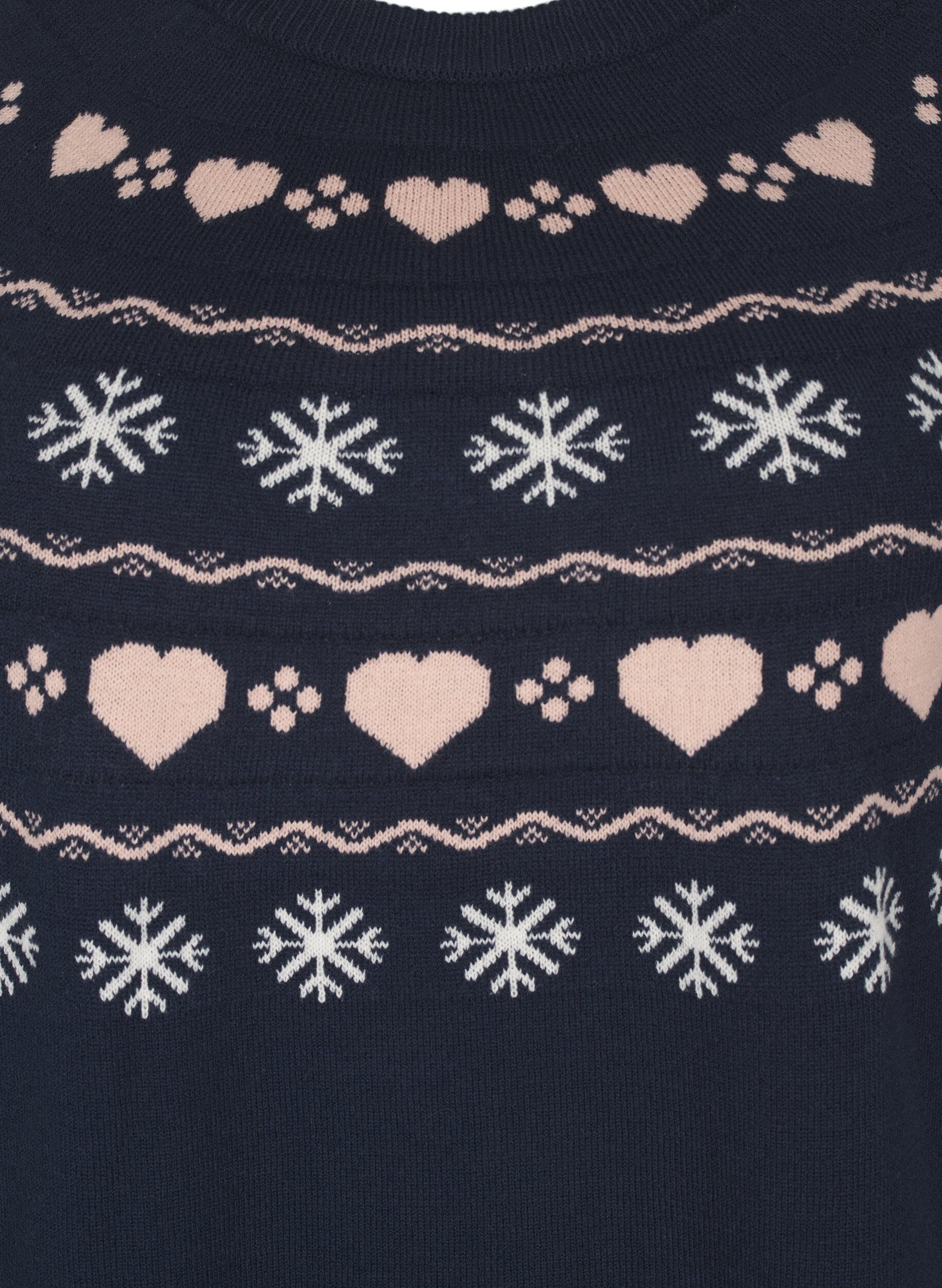 Zizzi Lang&aelig;rmet strikbluse med julemotiv, Navy Blazer Comb, Packshot image number 2