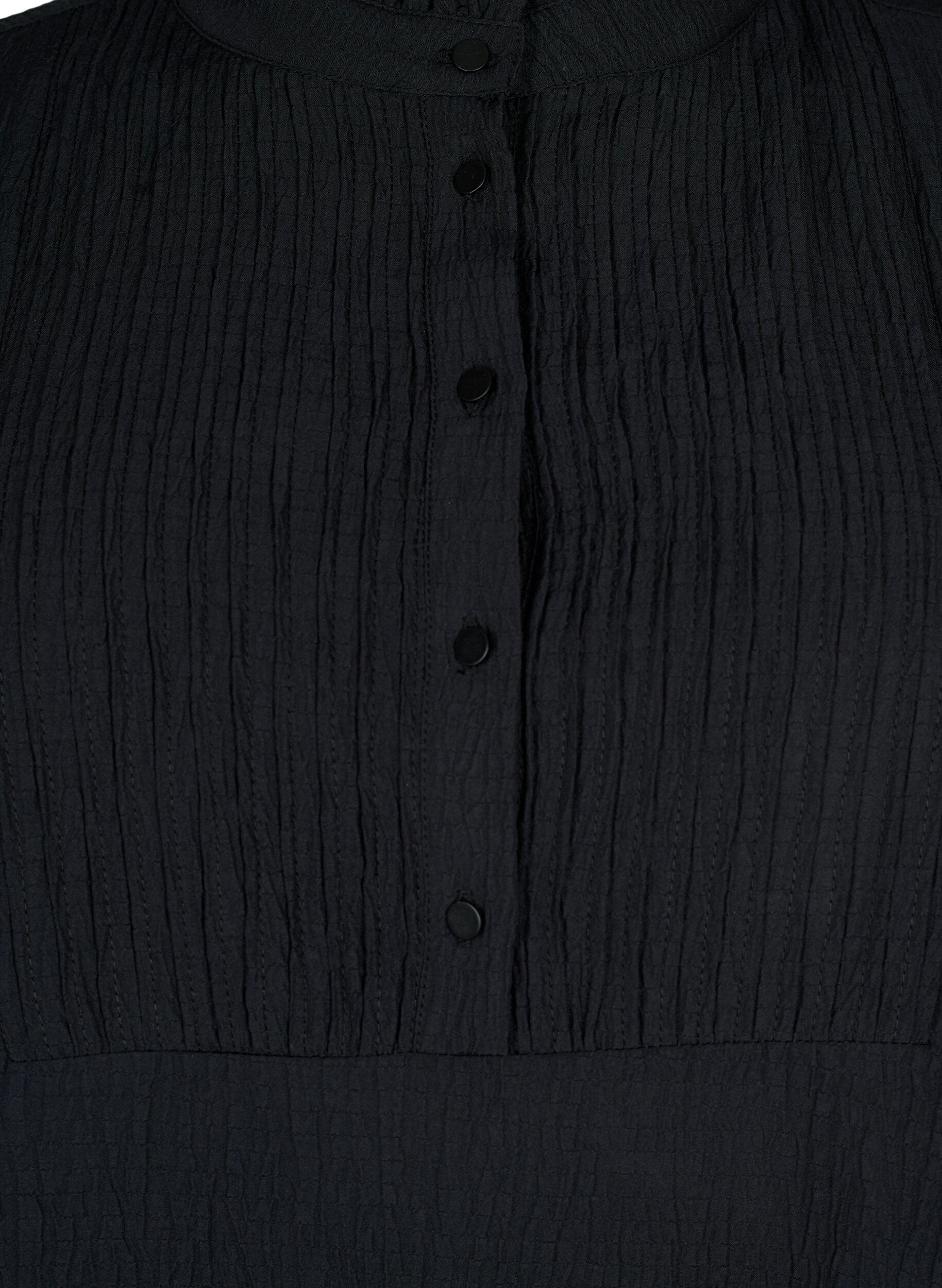 Zizzi Lang&aelig;rmet bluse med fl&aelig;sekrave, Black, Packshot image number 2