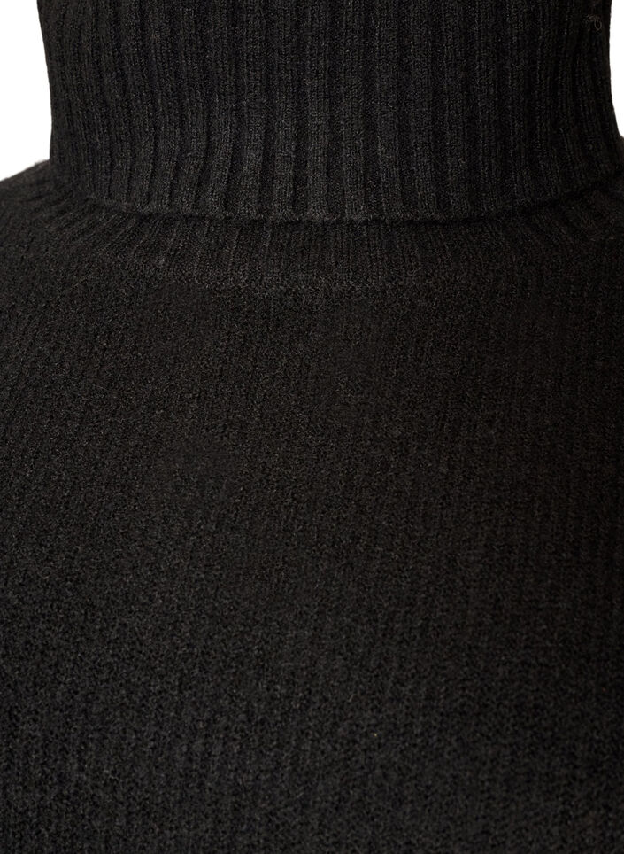 L&oslash;s strikbluse med rullekrave, Sort, Packshot image number 2