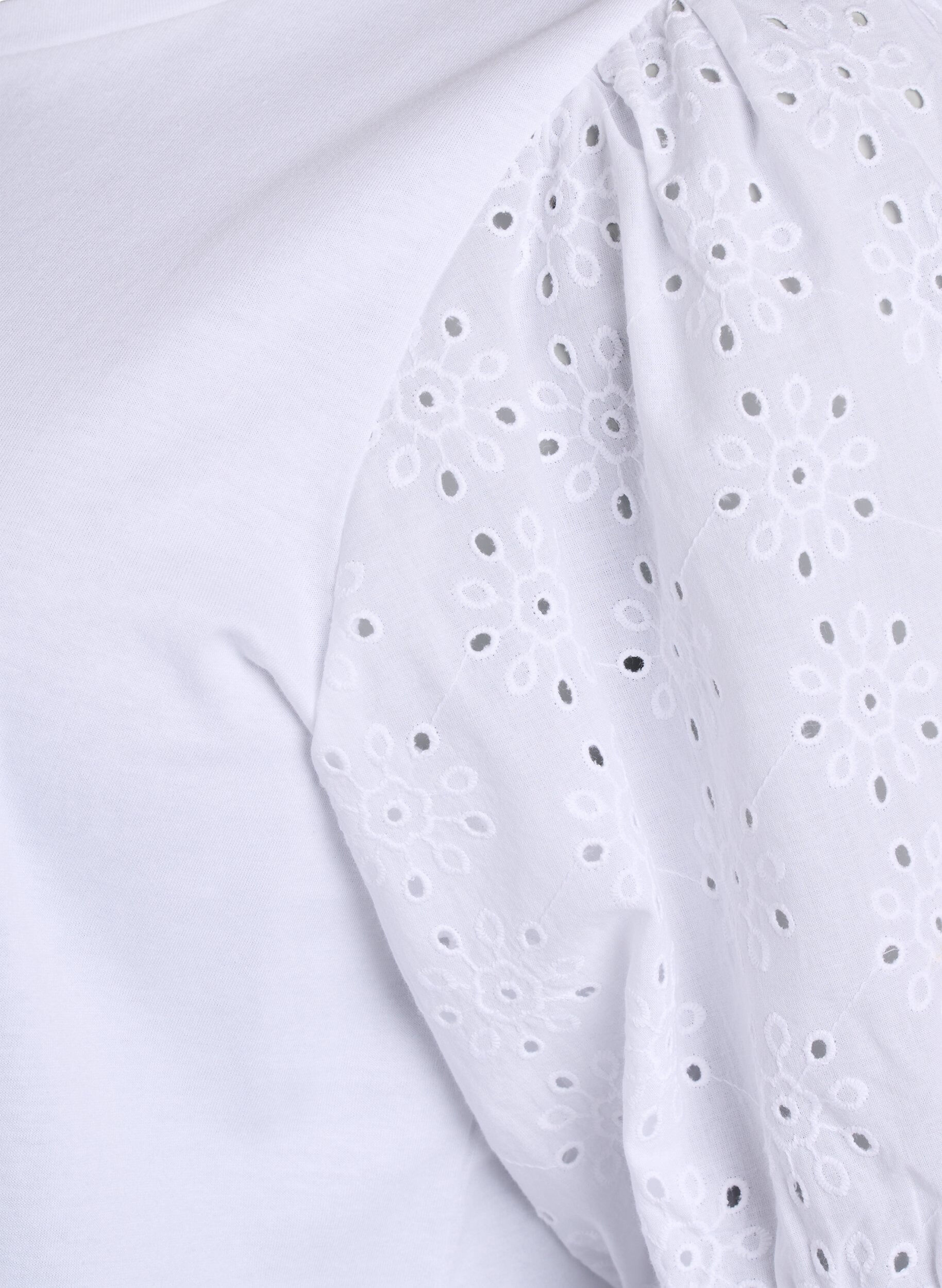 Zizzi T-shirt med broderi anglaise &aelig;rmer, Hvid, Packshot image number 3