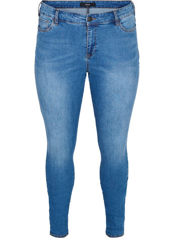 Super slim Amy jeans med sløjfe og lynlås