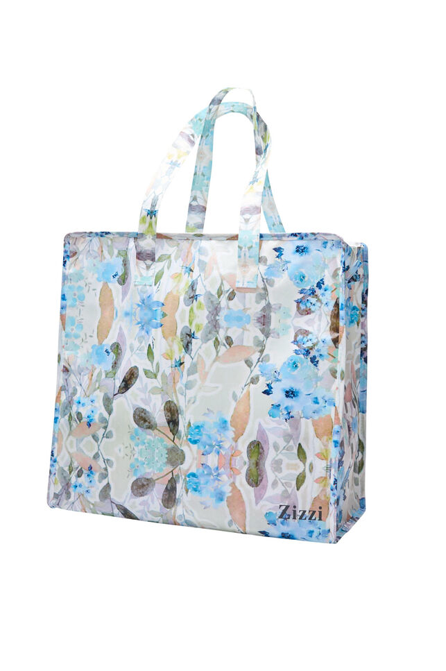 Shopping bag med lynlås, Humus Flower AOP, Packshot image number 1