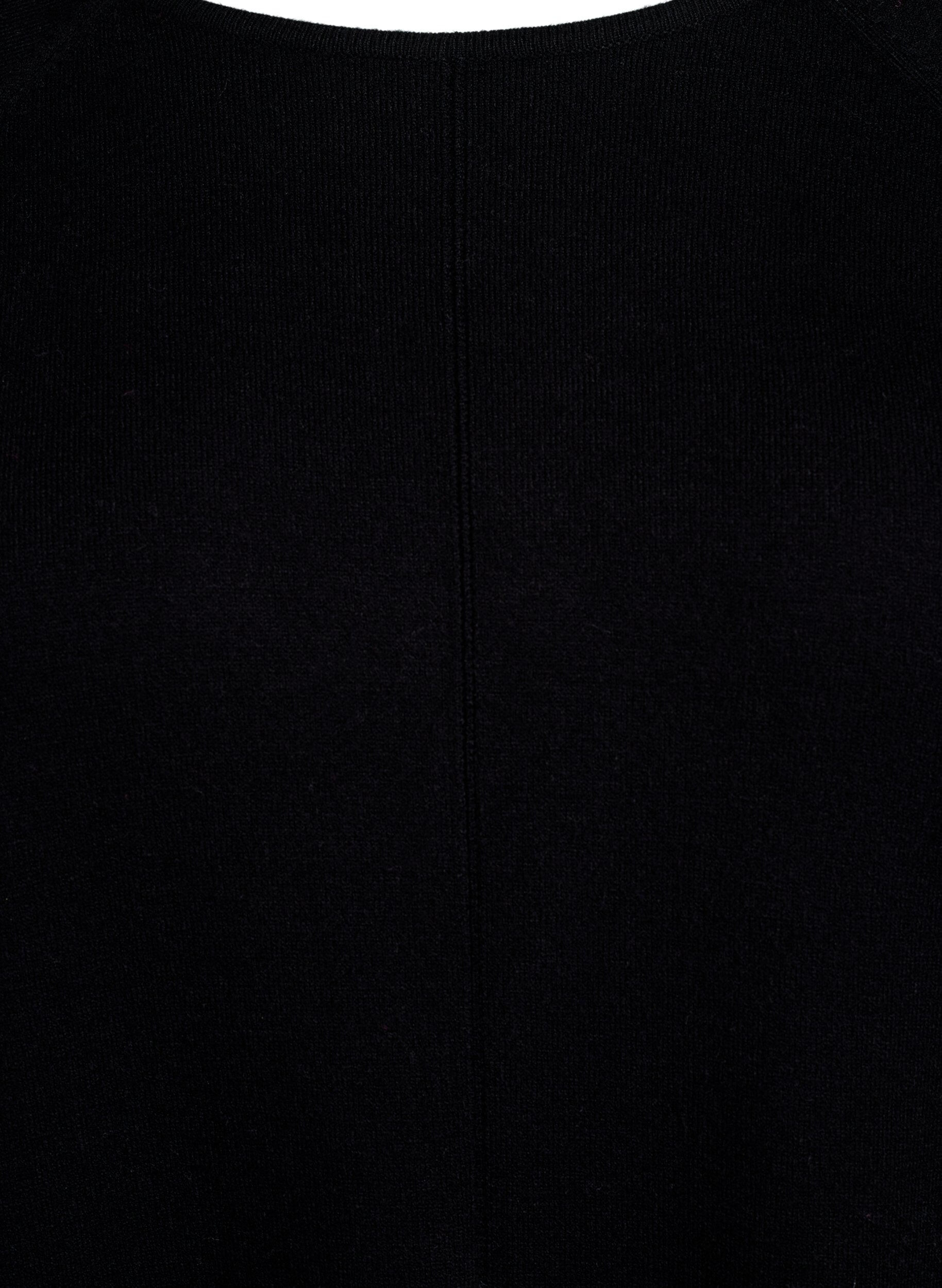 Zizzi Strikkjole med rund hals og strikket m&oslash;nster, Black, Packshot image number 2