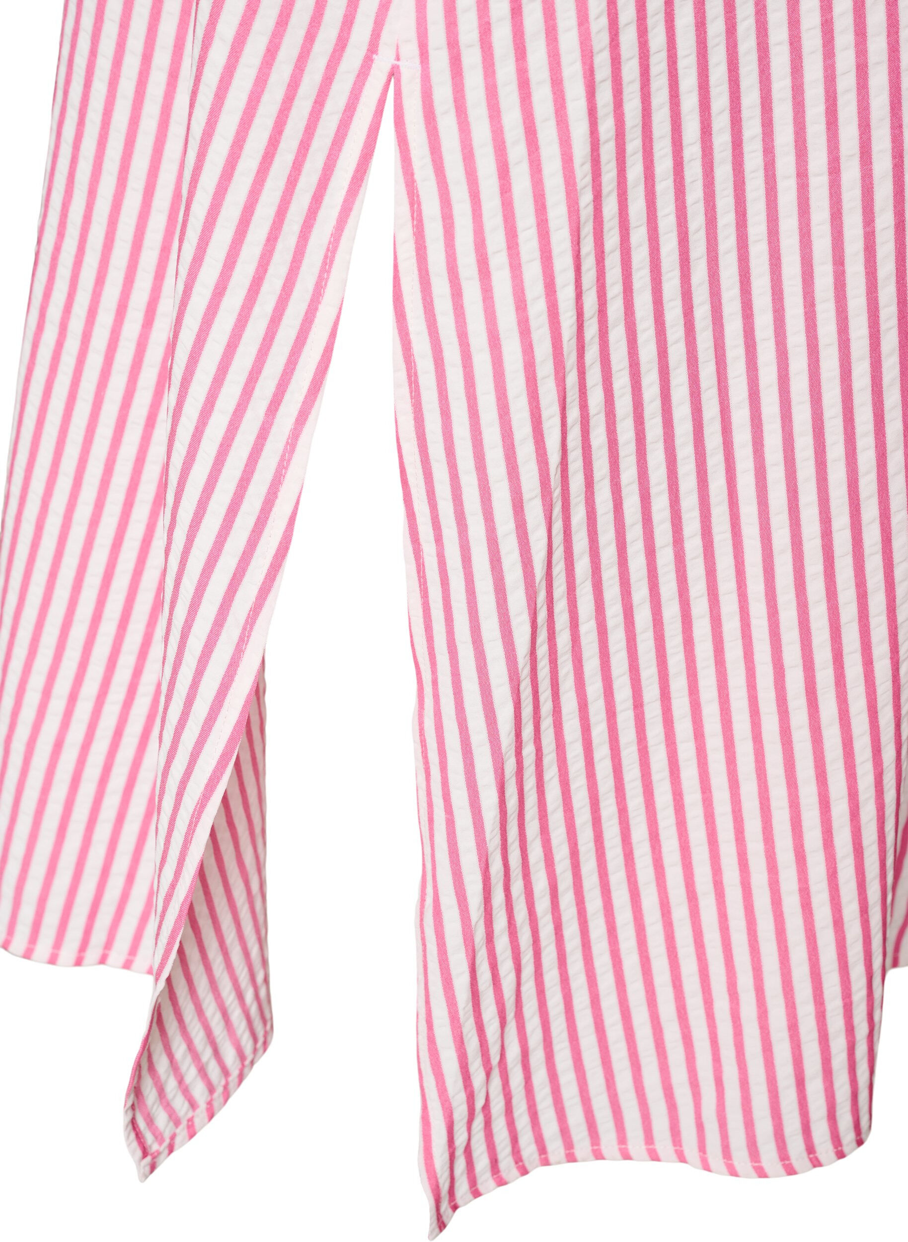 ZizziAnkellang skjortekjole med bindeb&aring;nd og striber, Lyser&oslash;d, Packshot image number 3