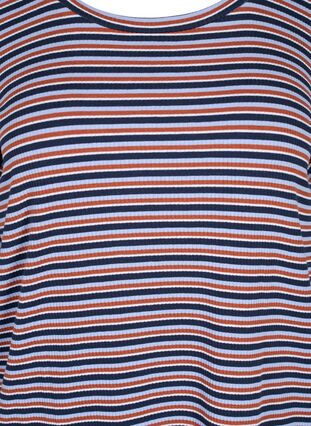 Stribet bluse med lange ærmer, Mahogany/Navy Stripe, Packshot image number 2