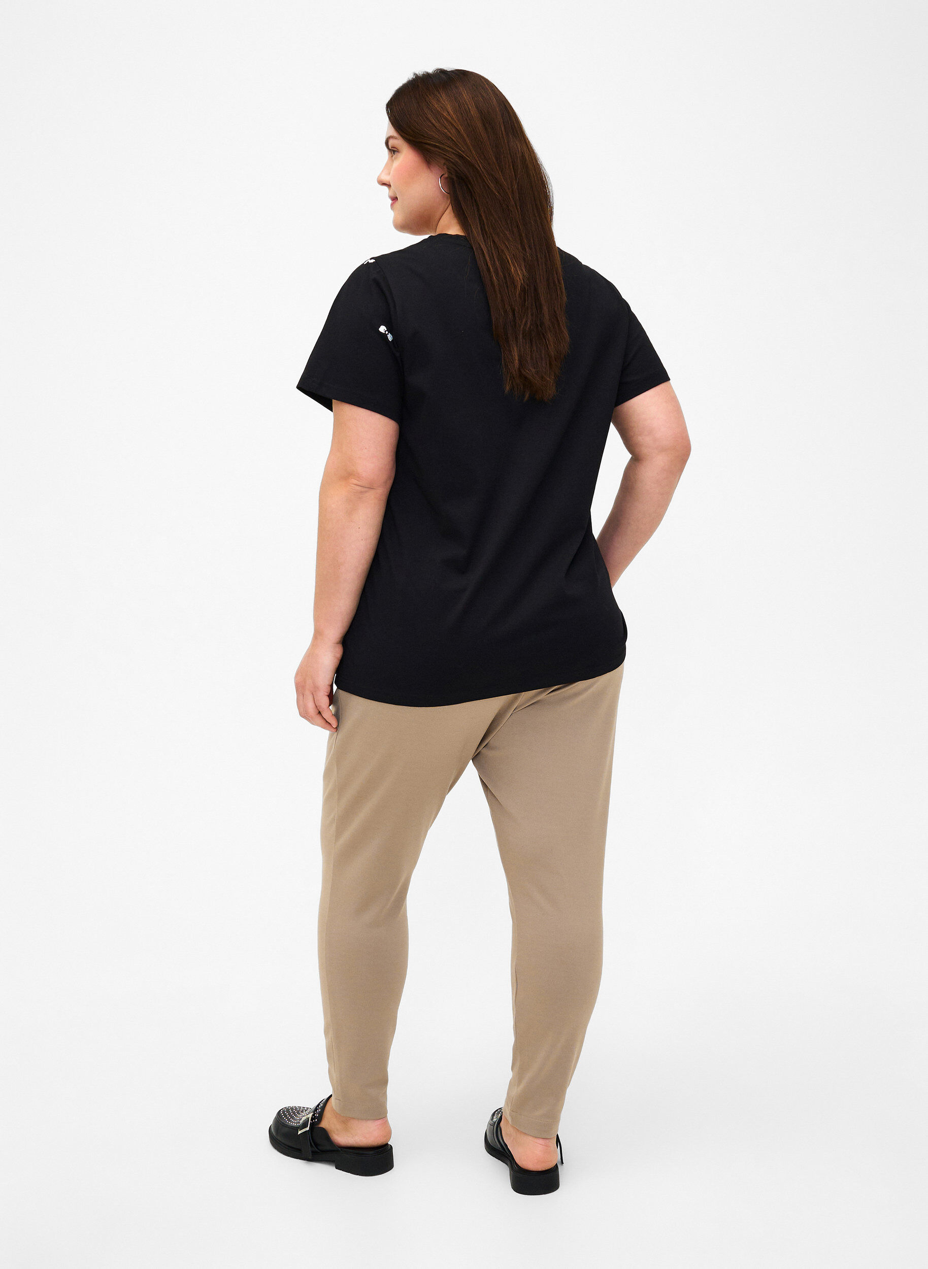 Zizzi Cropped bukser med lommer, Beige, Model image number 1