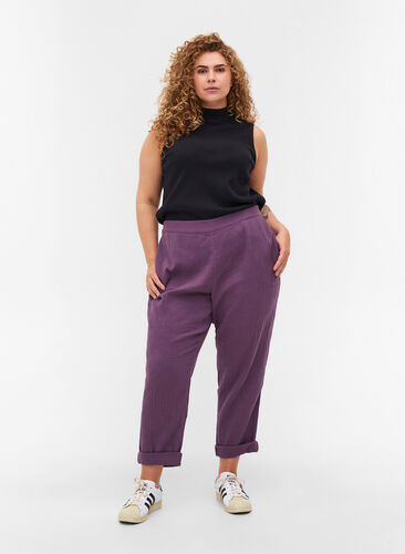 Bomuldsbukser med lommer, Vintage Violet, Model image number 0