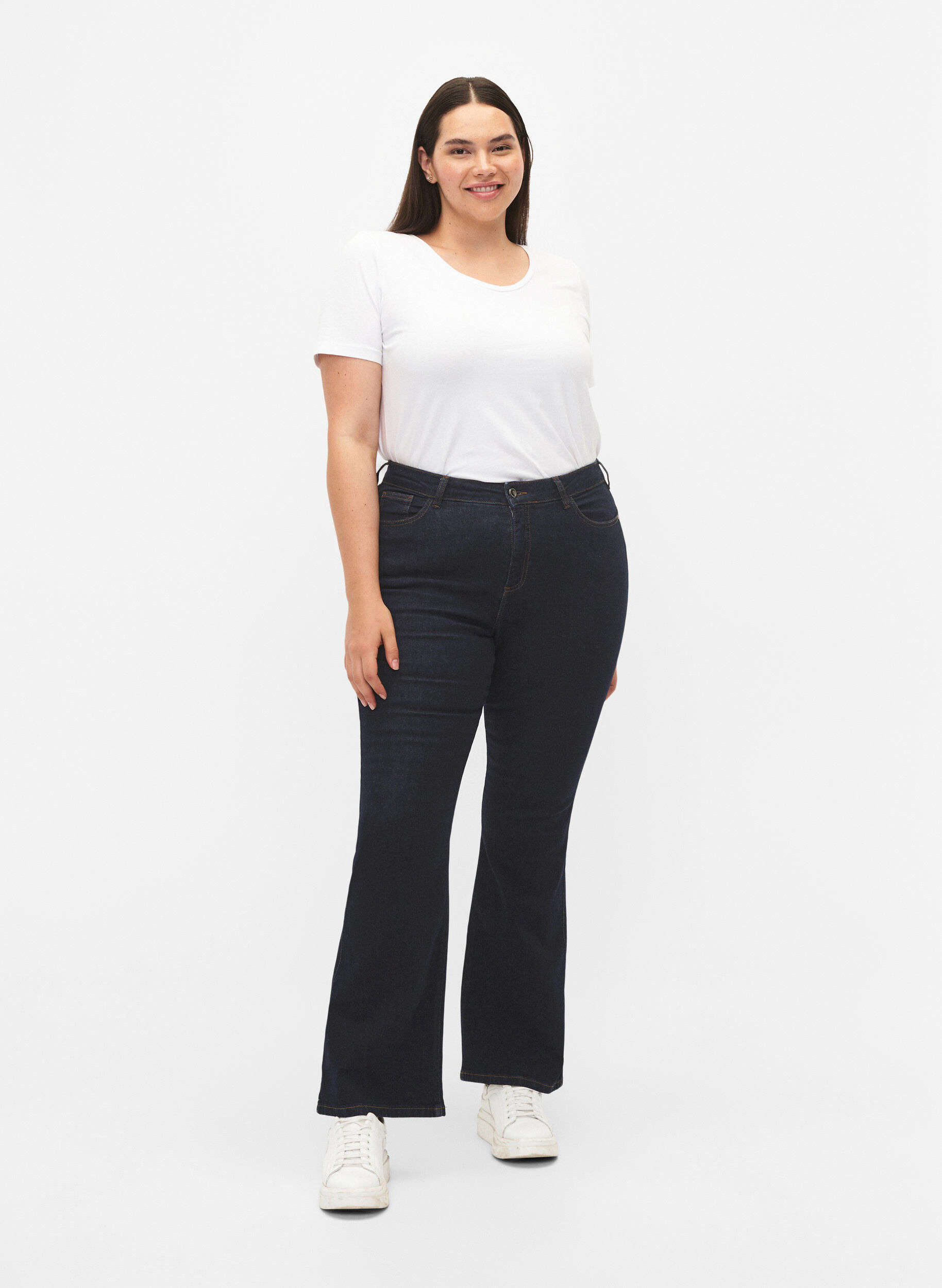 Zizzi Ellen bootcut jeans med h&oslash;j talje, Bl&aring;, Model image number 0