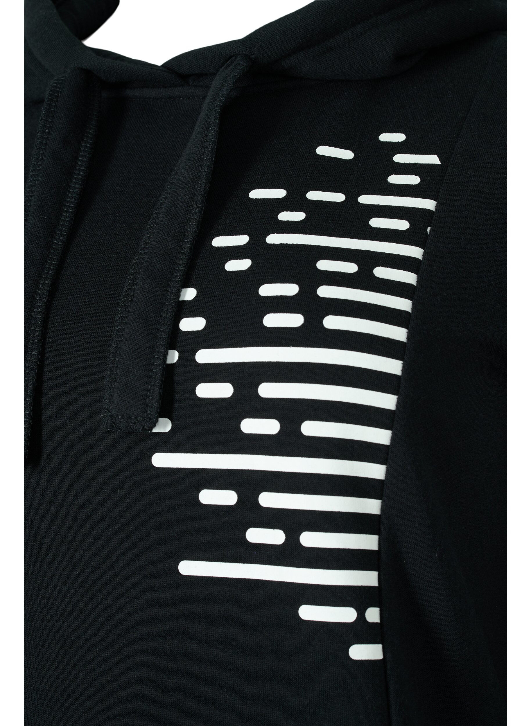 Zizzi Lang sweatshirt med h&aelig;tte og lommer, Black, Packshot image number 2