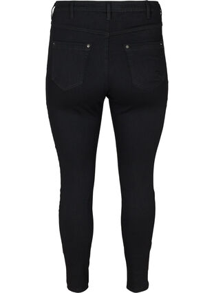 Cropped Amy jeans med høj talje og lynlås, Black, Packshot image number 1
