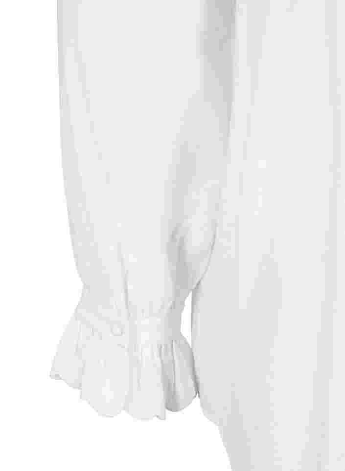 Viskoseskjorte med flæser og kinakrave, Snow White, Packshot image number 3