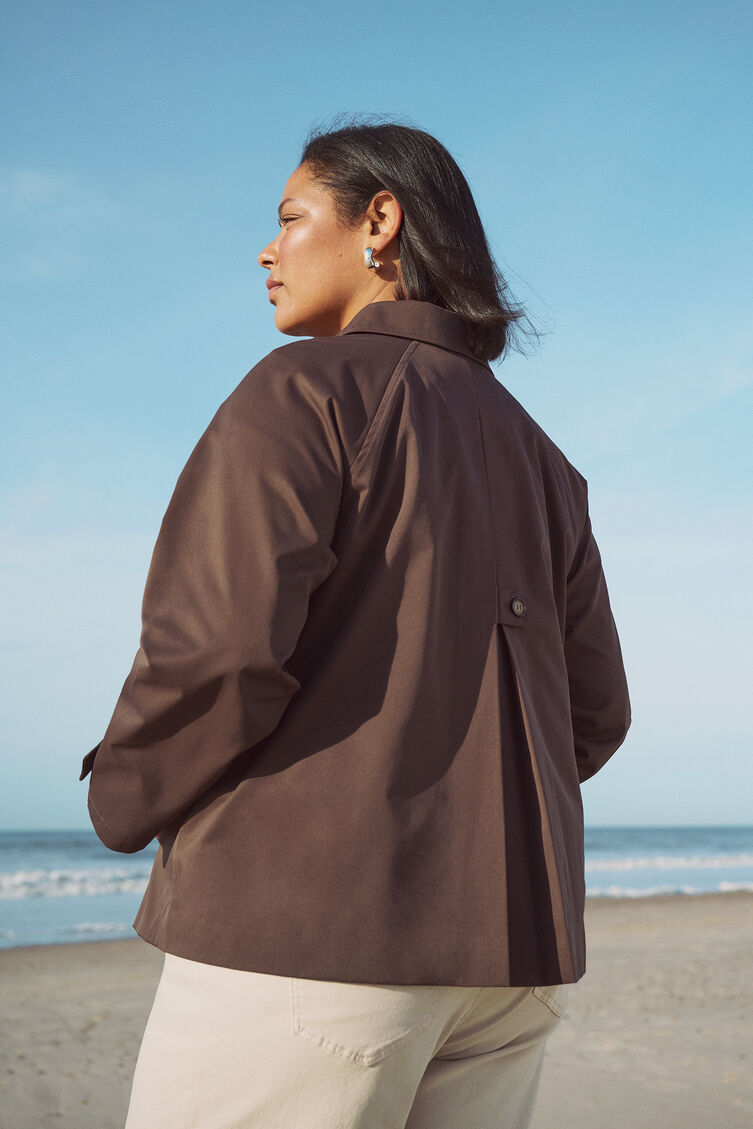 Brun kort trenchcoat, , Model