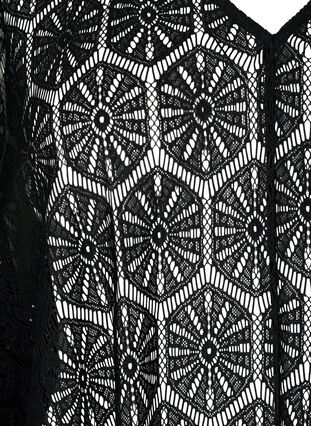 Kaftan strandkjole med hulmønster, Black, Packshot image number 2