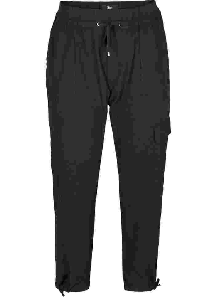 Løse bukser i bomuld, Black, Packshot image number 0