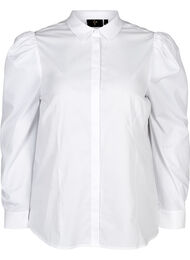 Bomulds skjorte med pufærmer, Bright White