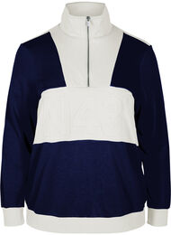 Sweatshirt med colorblock, Night Sky/Off White