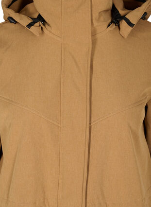 Lang softshell jakke med hætte, Golden Brown Mel., Packshot image number 2