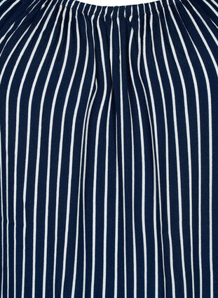 Stribet viskose bluse med korte ærmer, Navy B./White Stripe, Packshot image number 2