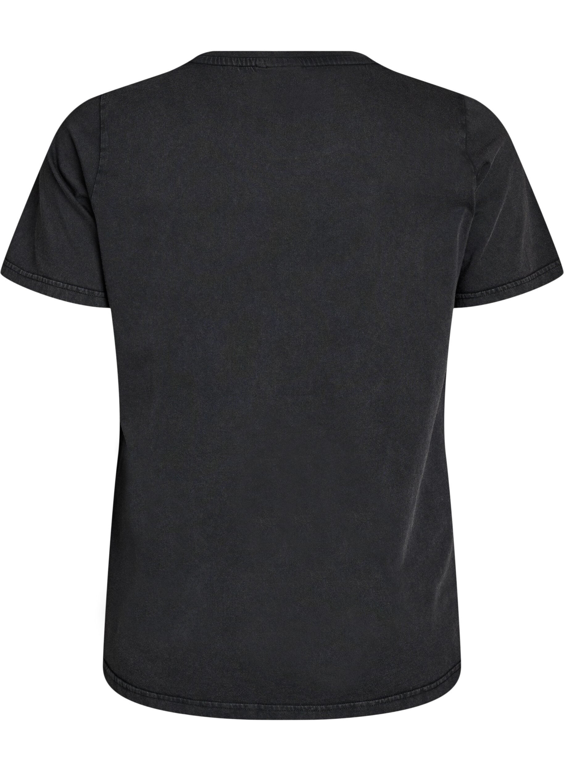 ZizziT-shirt i &oslash;kologisk bomuld med rockprint, Sort, Packshot image number 1