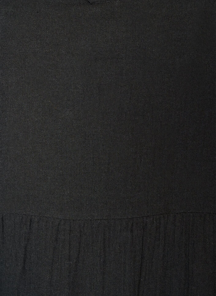 A-formet midikjole i bomuldsmusselin, Sort, Packshot image number 2