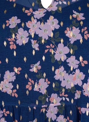 Tunika med blomsterprint og lurex, Blue Small Fl. AOP, Packshot image number 2