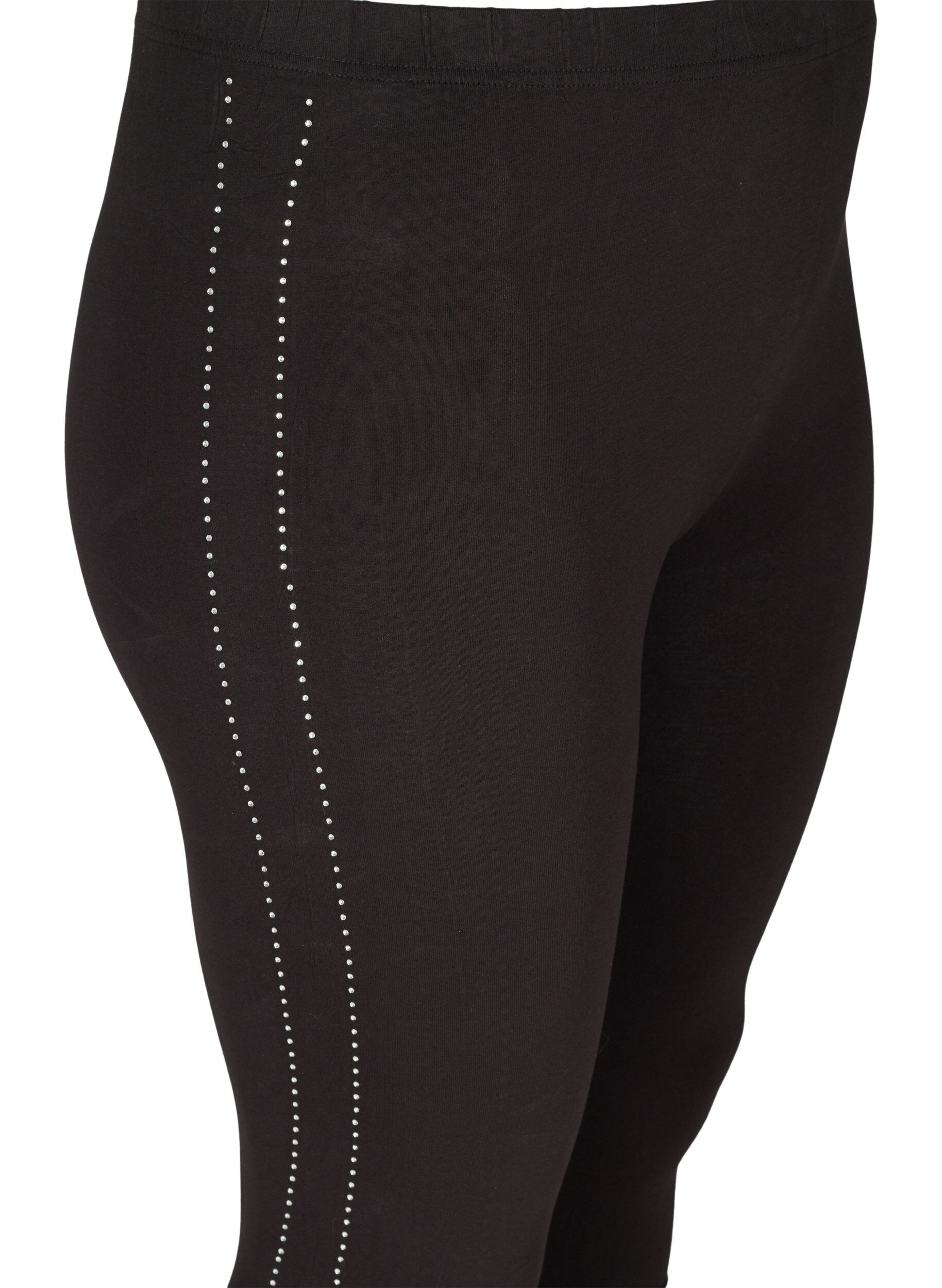 Zizzi Viskose leggings med sten i siden , Black, Packshot image number 2